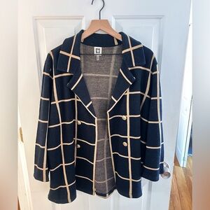 Checkered Blazer in Black and Beige